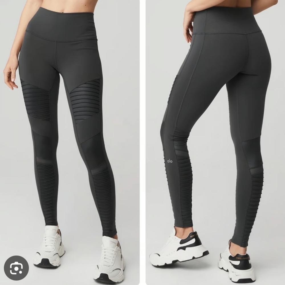 Alo yoga moto leggings high waist compression activewear black women sz XS
